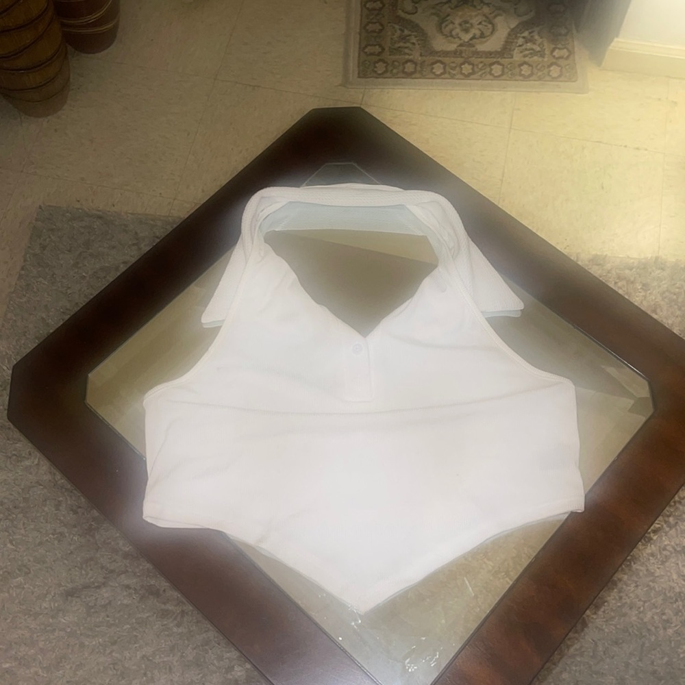 White button up halter top